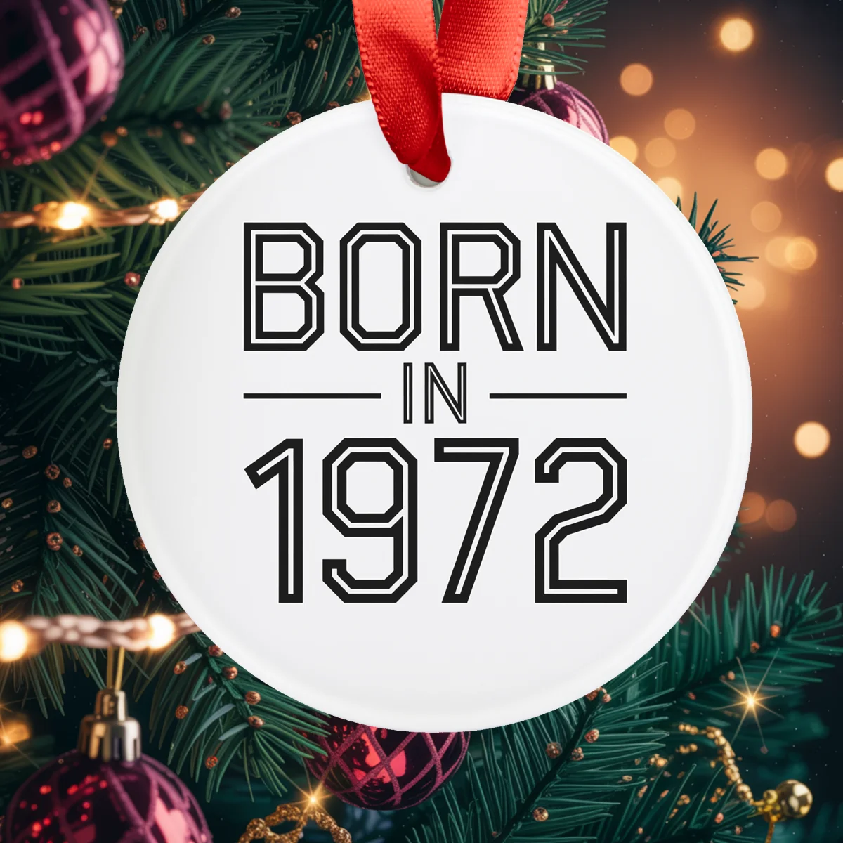 1972 Vintage Acrylic Ornament with Ribbon
