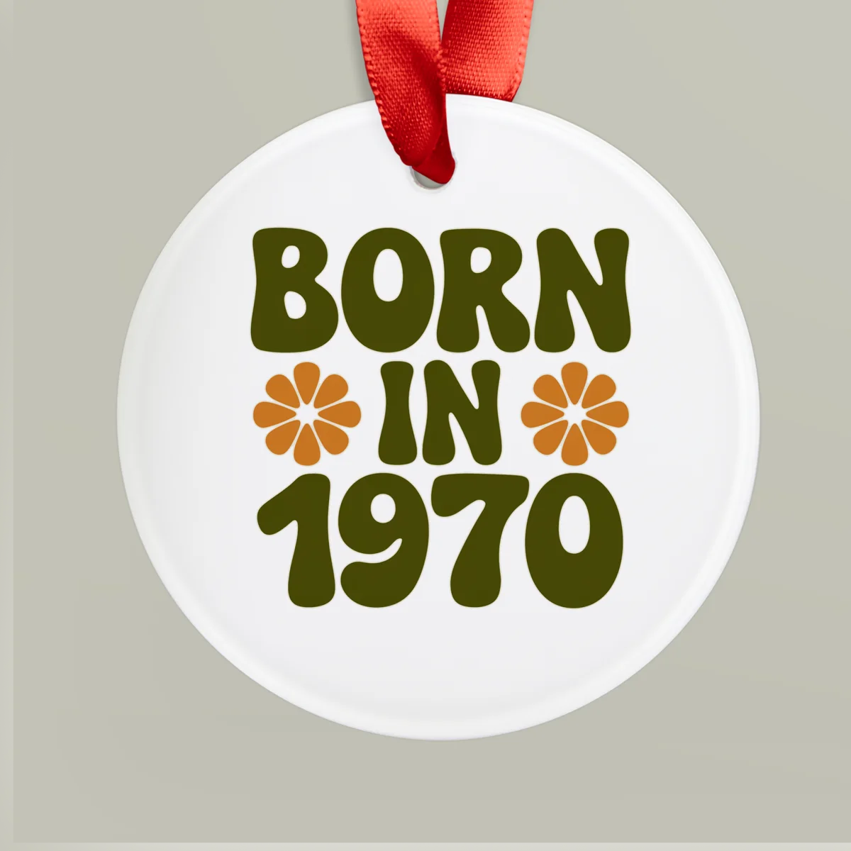 1970 Vintage Acrylic Ornament with Ribbon