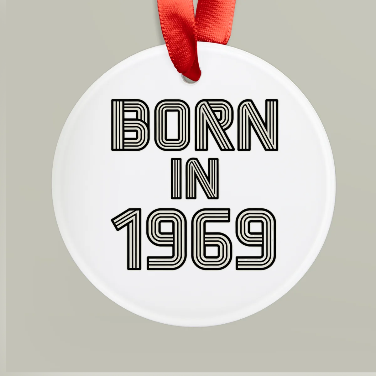 1969 Vintage Acrylic Ornament with Ribbon
