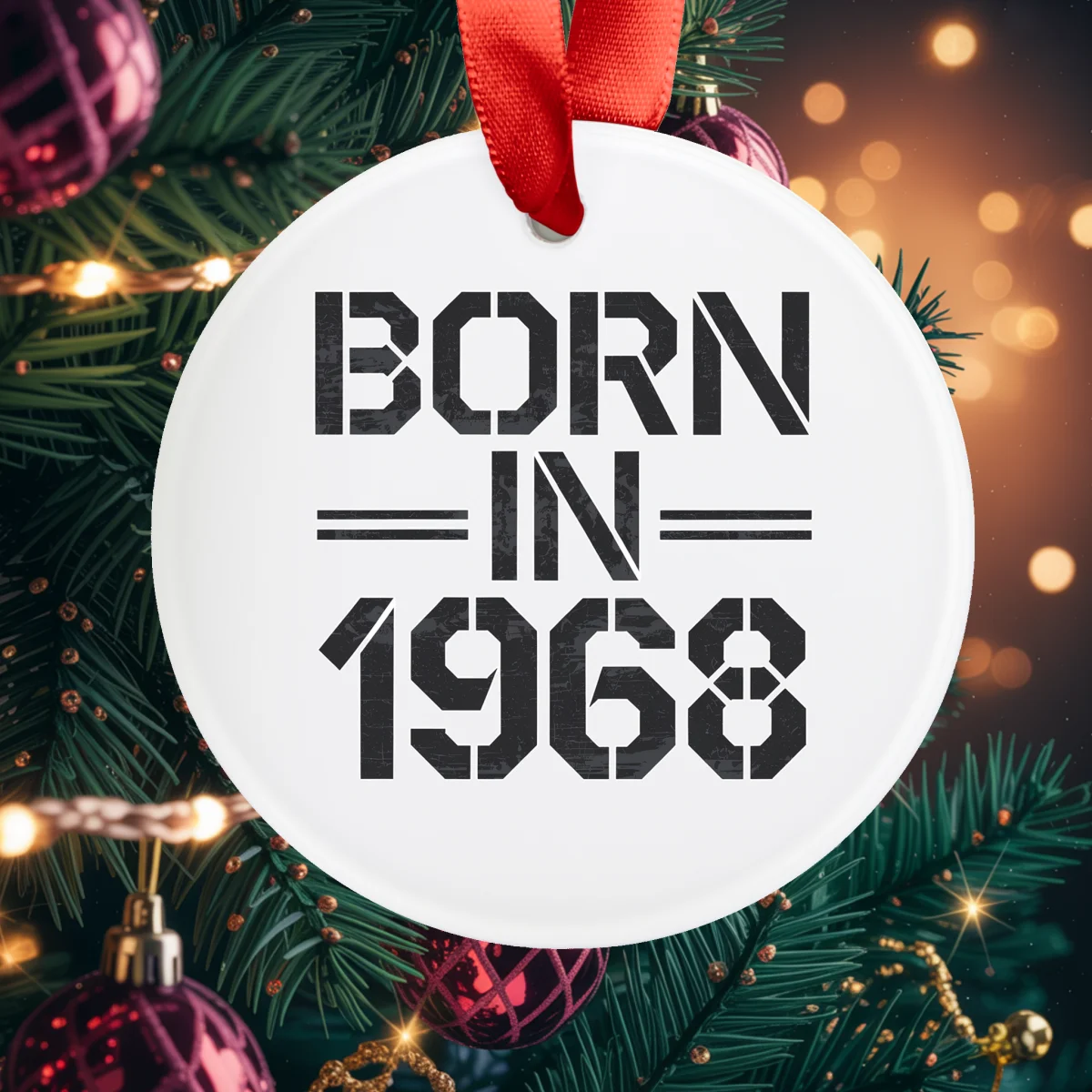 1968 Vintage Acrylic Ornament with Ribbon