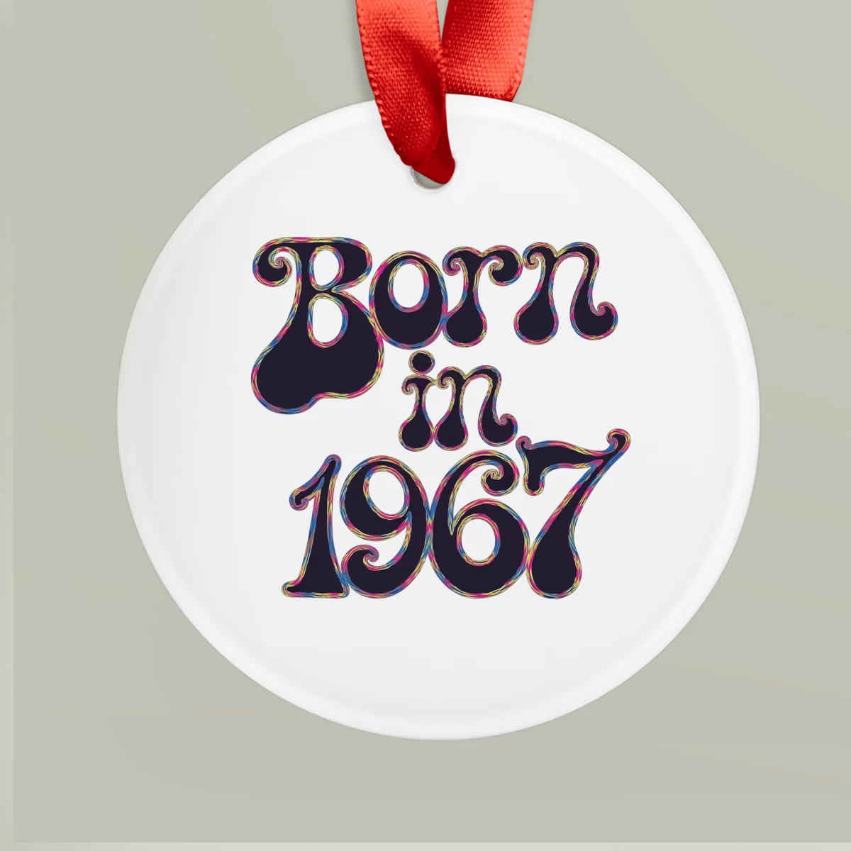 1967 Vintage Acrylic Ornament with Ribbon