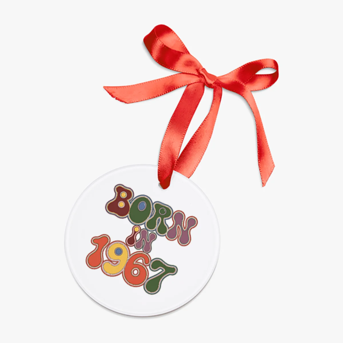 1967 Vintage Acrylic Ornament with Ribbon