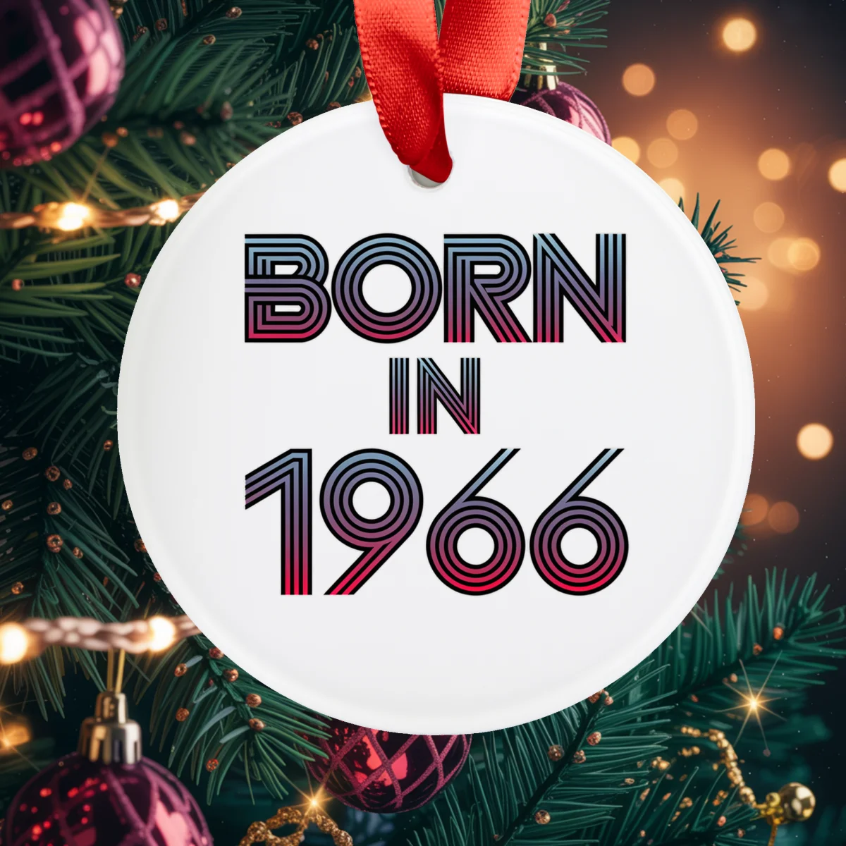 1966 Vintage Acrylic Ornament with Ribbon
