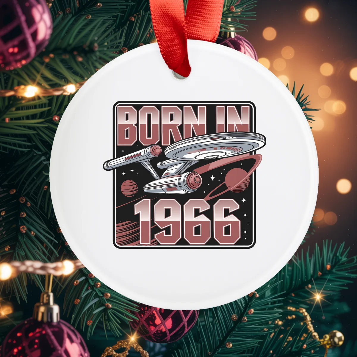 1966 Vintage Acrylic Ornament with Ribbon