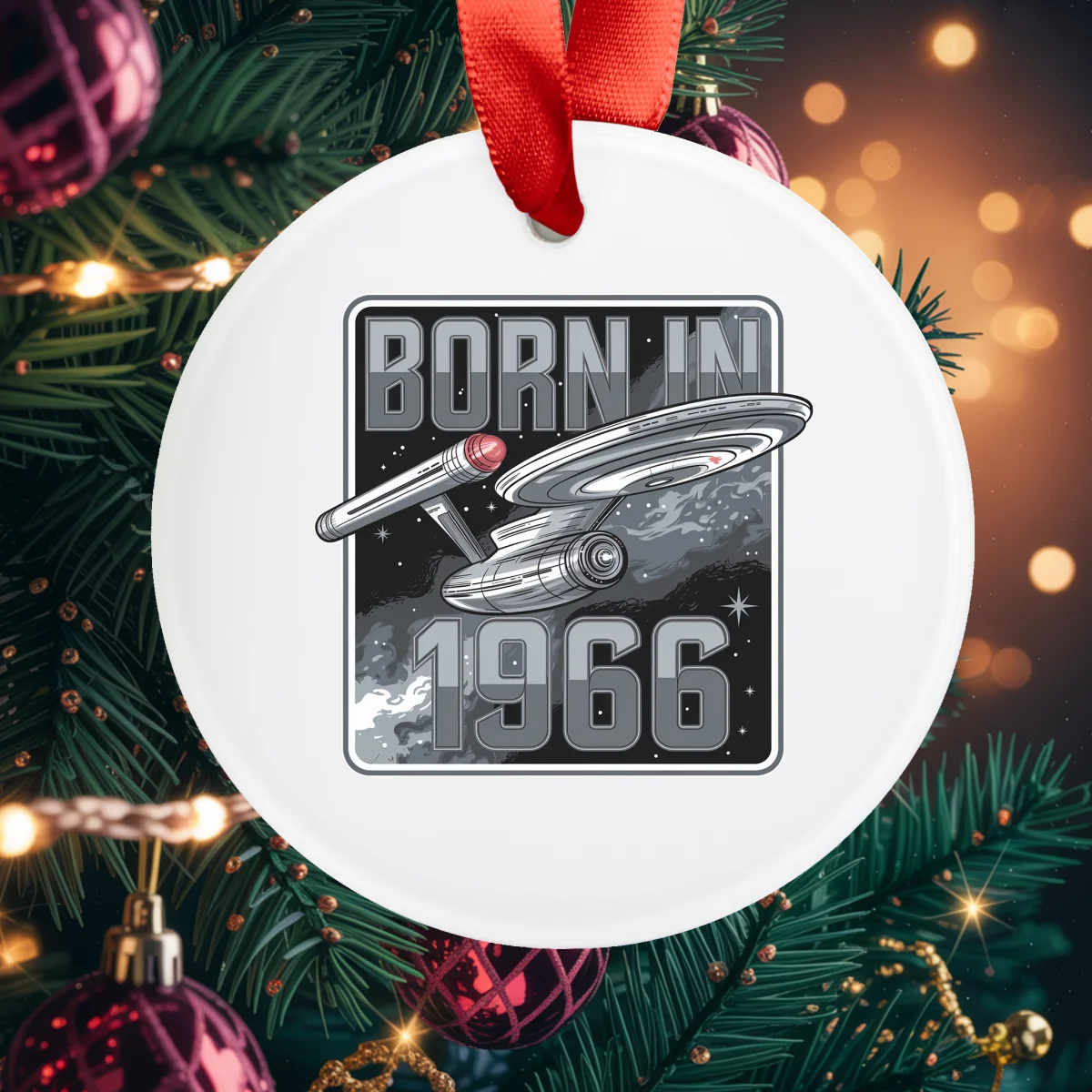 1966 Vintage Acrylic Ornament with Ribbon