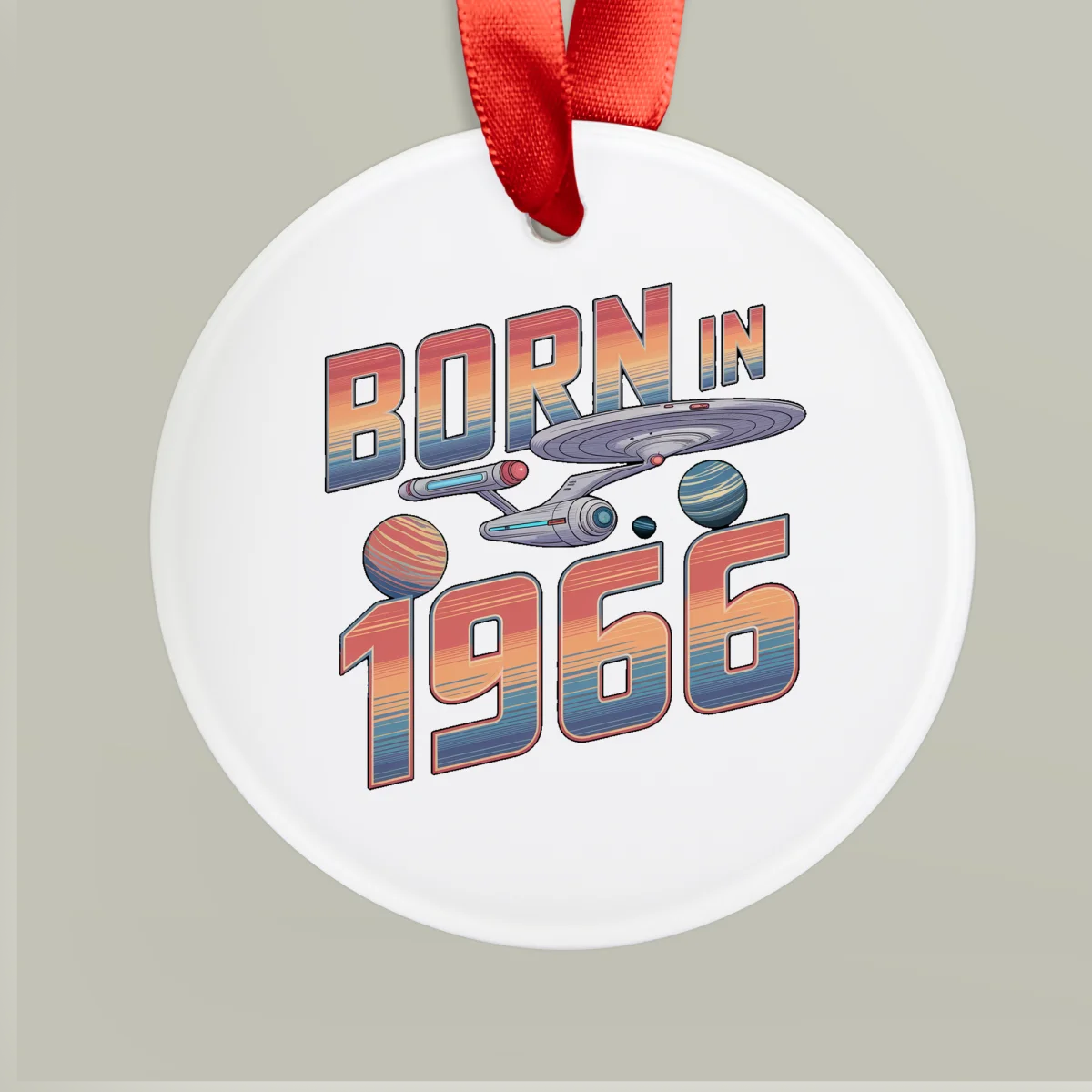 1966 Vintage Acrylic Ornament with Ribbon