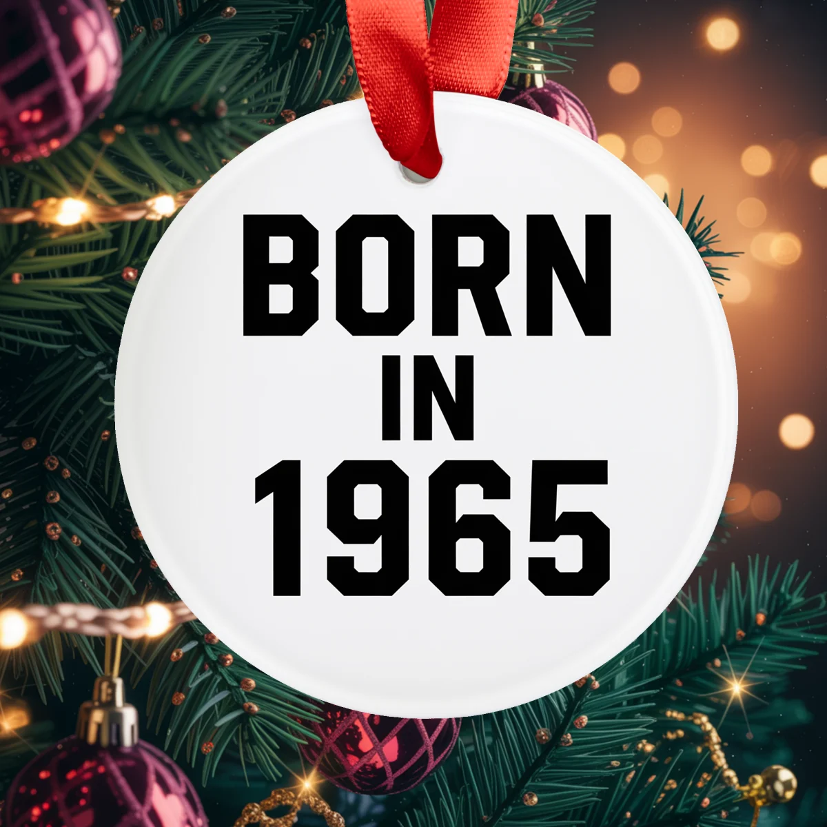1965 Vintage Acrylic Ornament with Ribbon