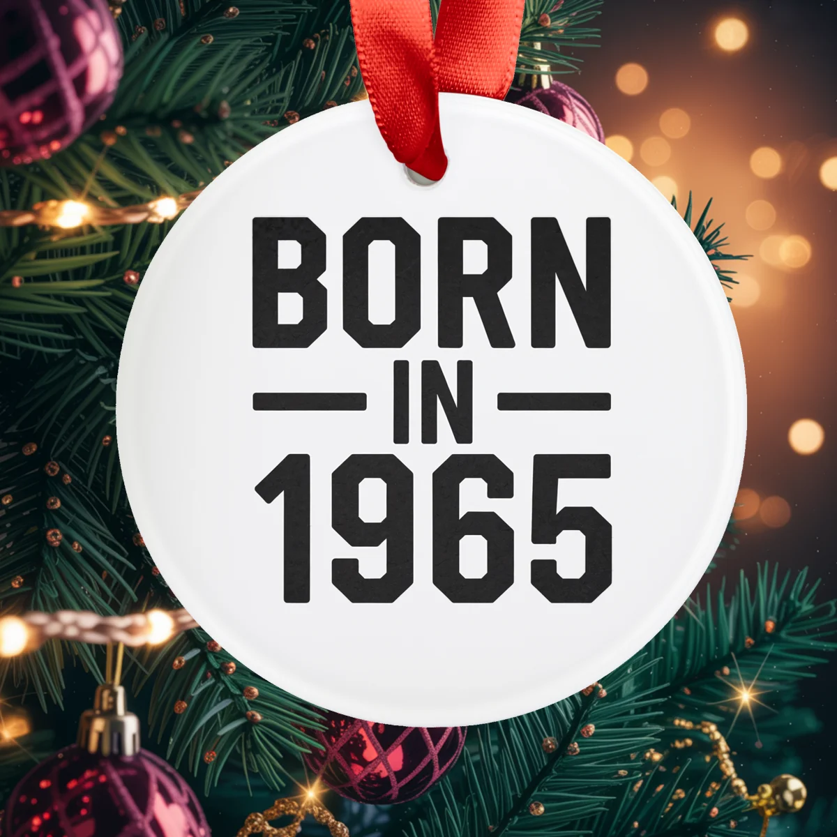 1965 Vintage Acrylic Ornament with Ribbon