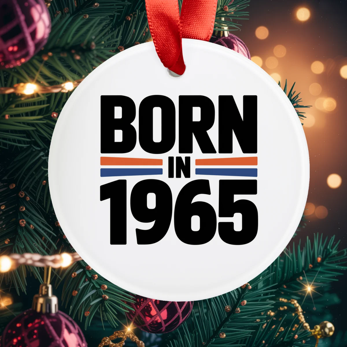 1965 Vintage Acrylic Ornament with Ribbon