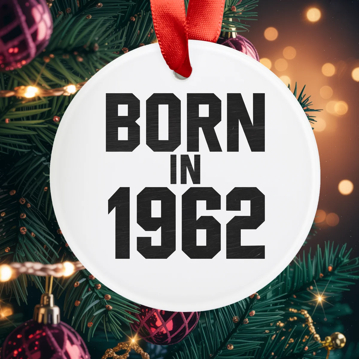 1962 Vintage Acrylic Ornament with Ribbon