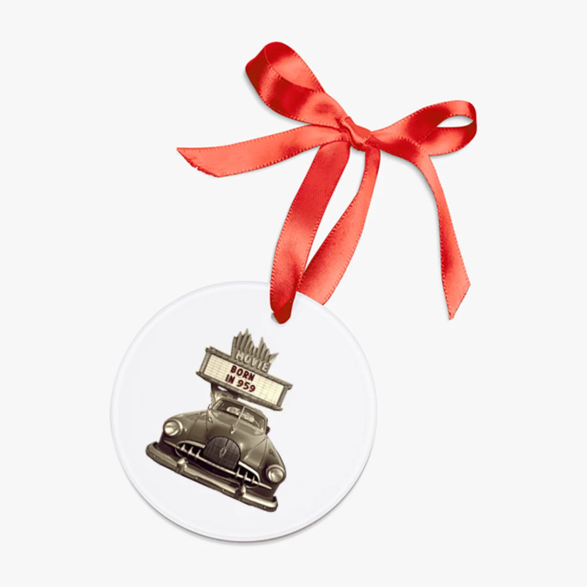 1959 Vintage Acrylic Ornament with Ribbon