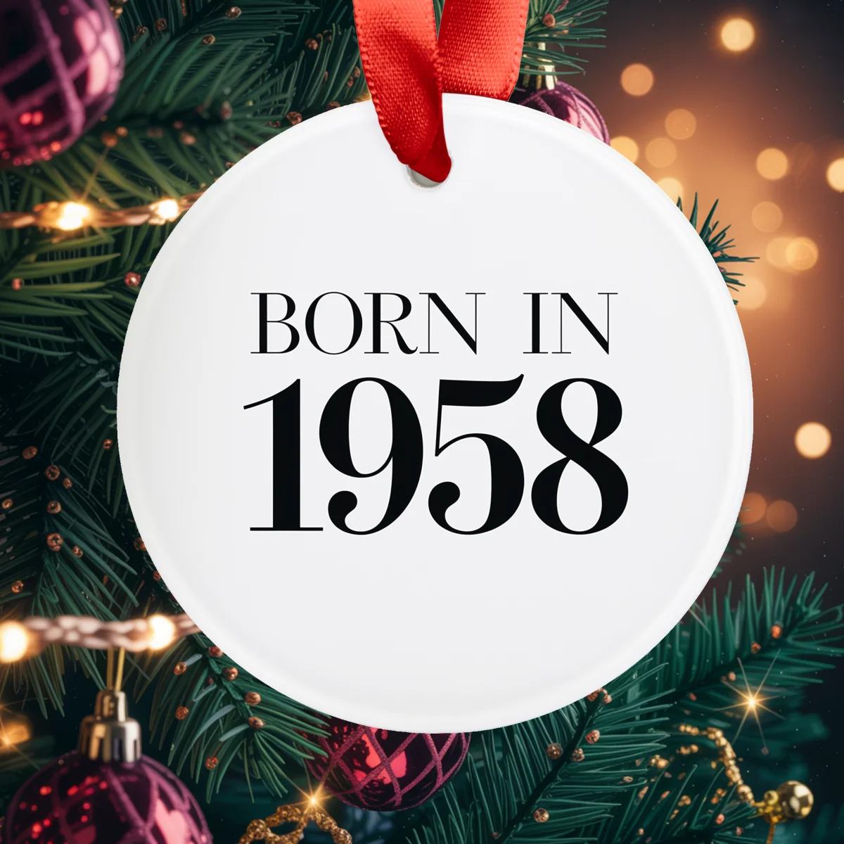 1958 Vintage Acrylic Ornament with Ribbon