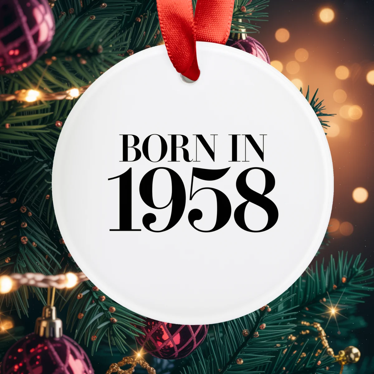 1958 Vintage Acrylic Ornament with Ribbon