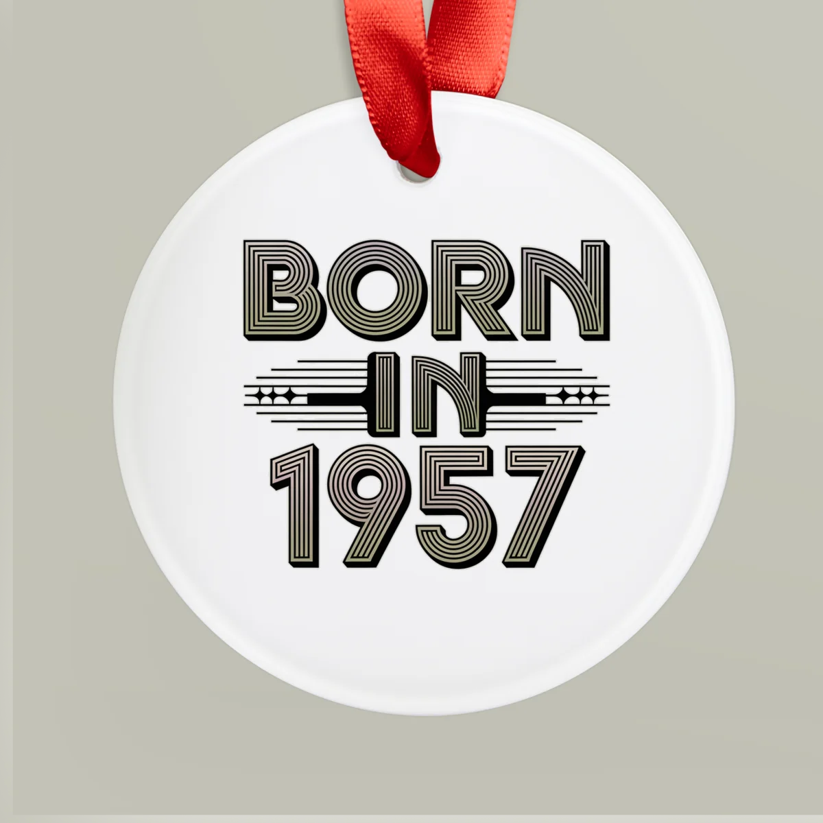 1957 Vintage Birth Year Acrylic Ornament with Ribbon