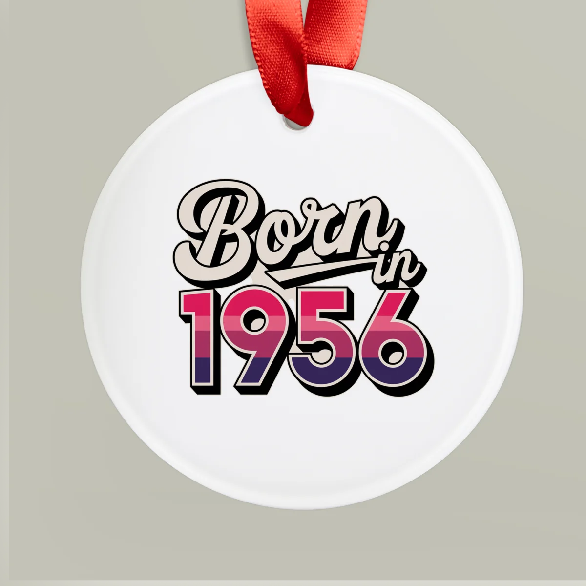 1956 Vintage Acrylic Ornament with Ribbon