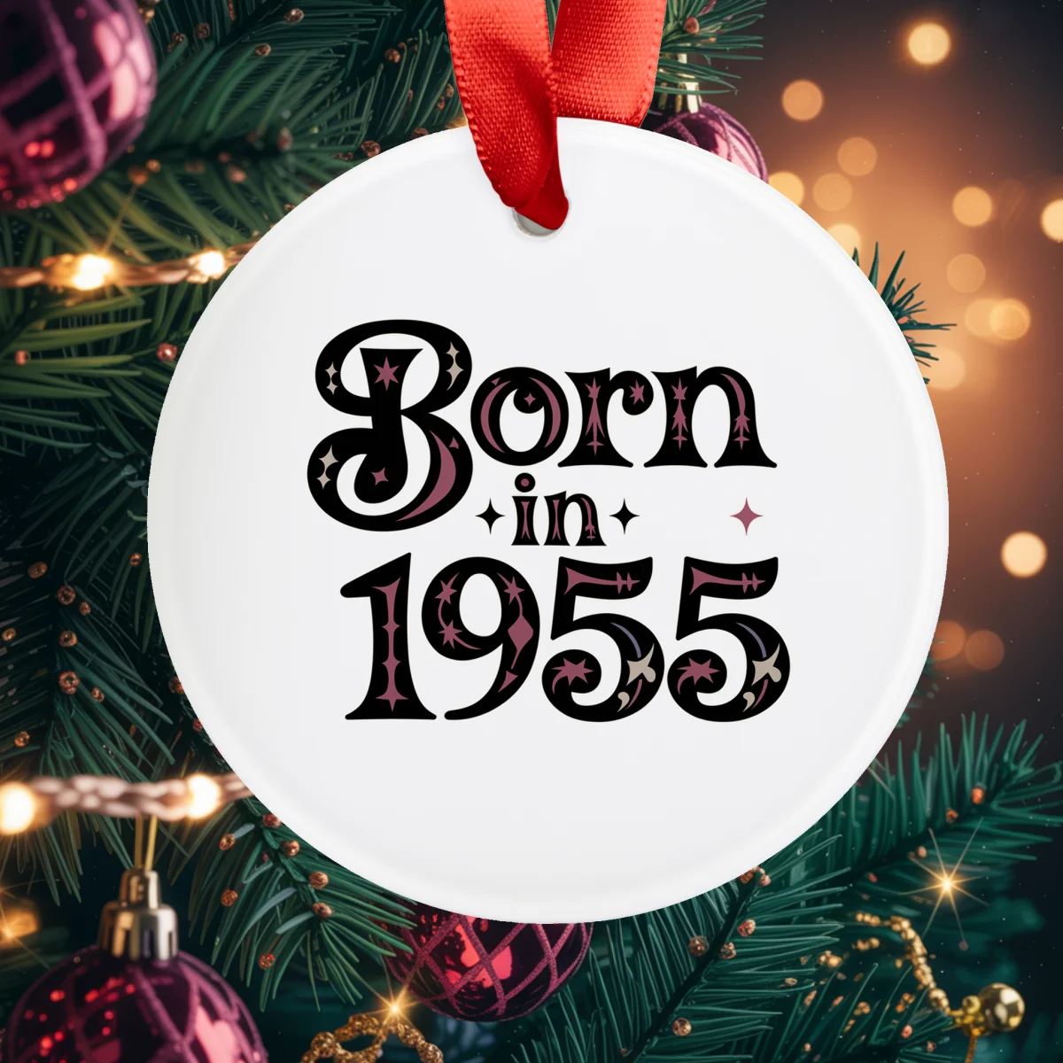1955 Vintage Acrylic Ornament with Ribbon