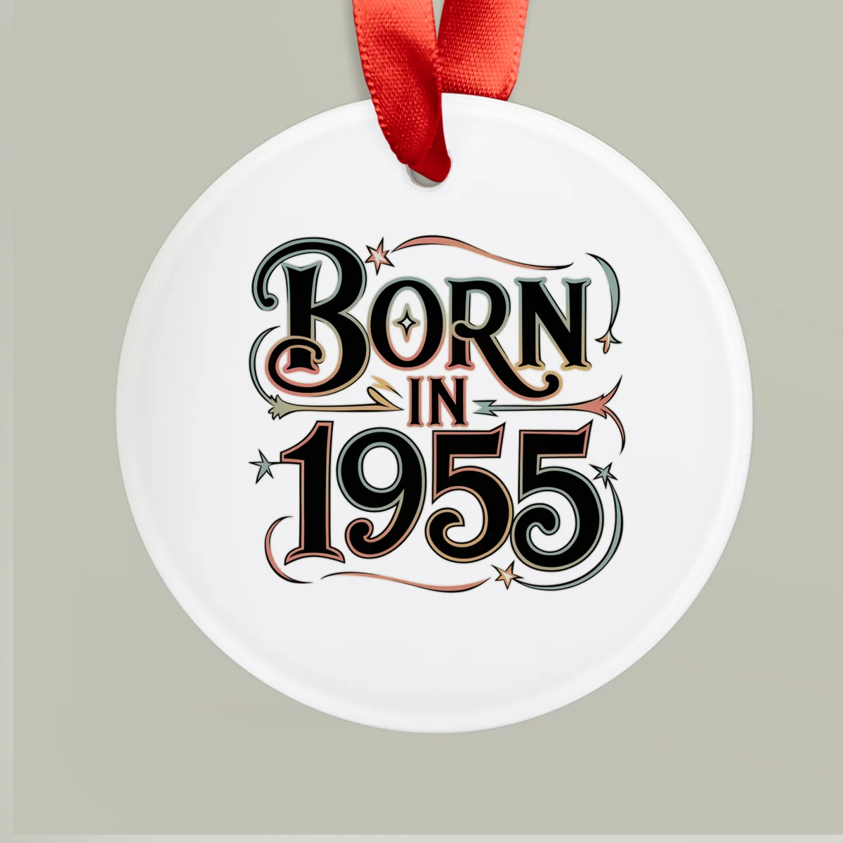 1955 Vintage Acrylic Ornament with Ribbon
