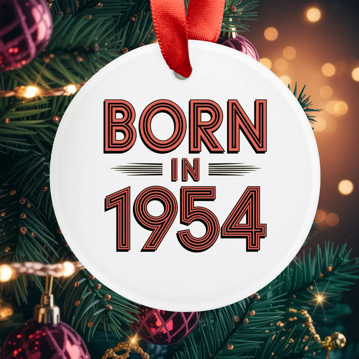 1954 Vintage Acrylic Ornament with Ribbon