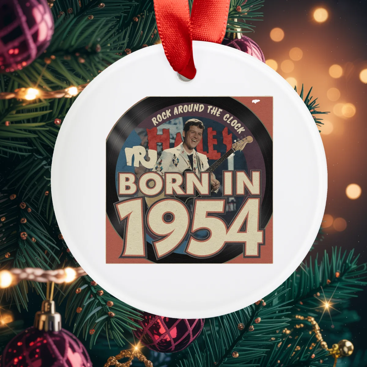 1954 Vintage Acrylic Ornament with Ribbon