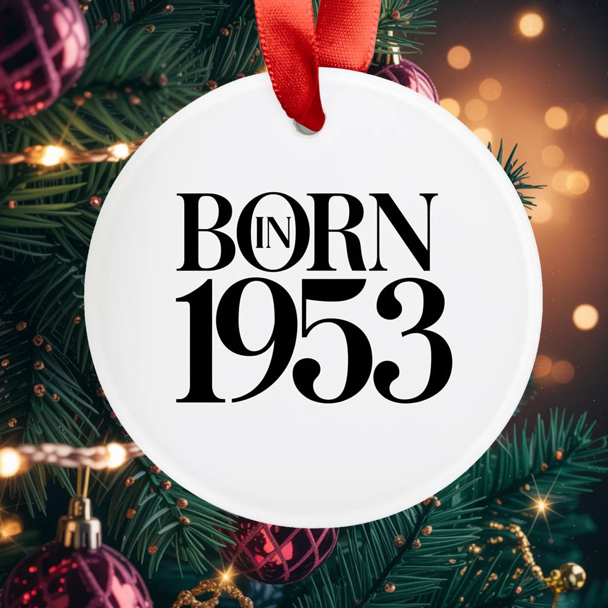 1953 Vintage Acrylic Ornament with Ribbon