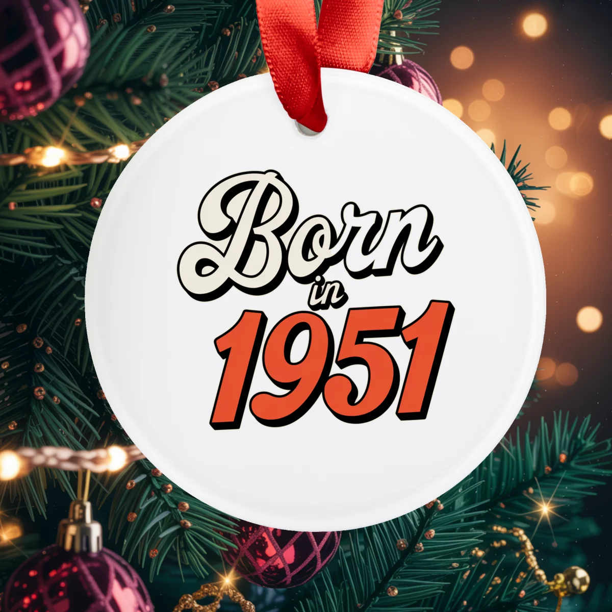 1951 Vintage Acrylic Ornament with Ribbon