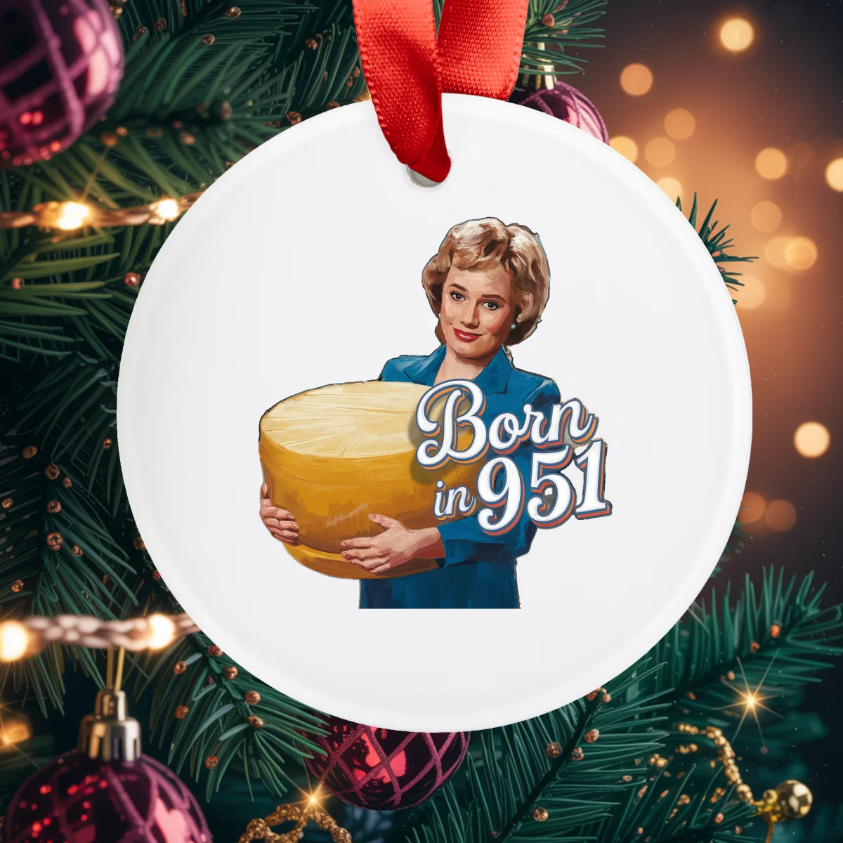 1951 Vintage Acrylic Ornament with Ribbon
