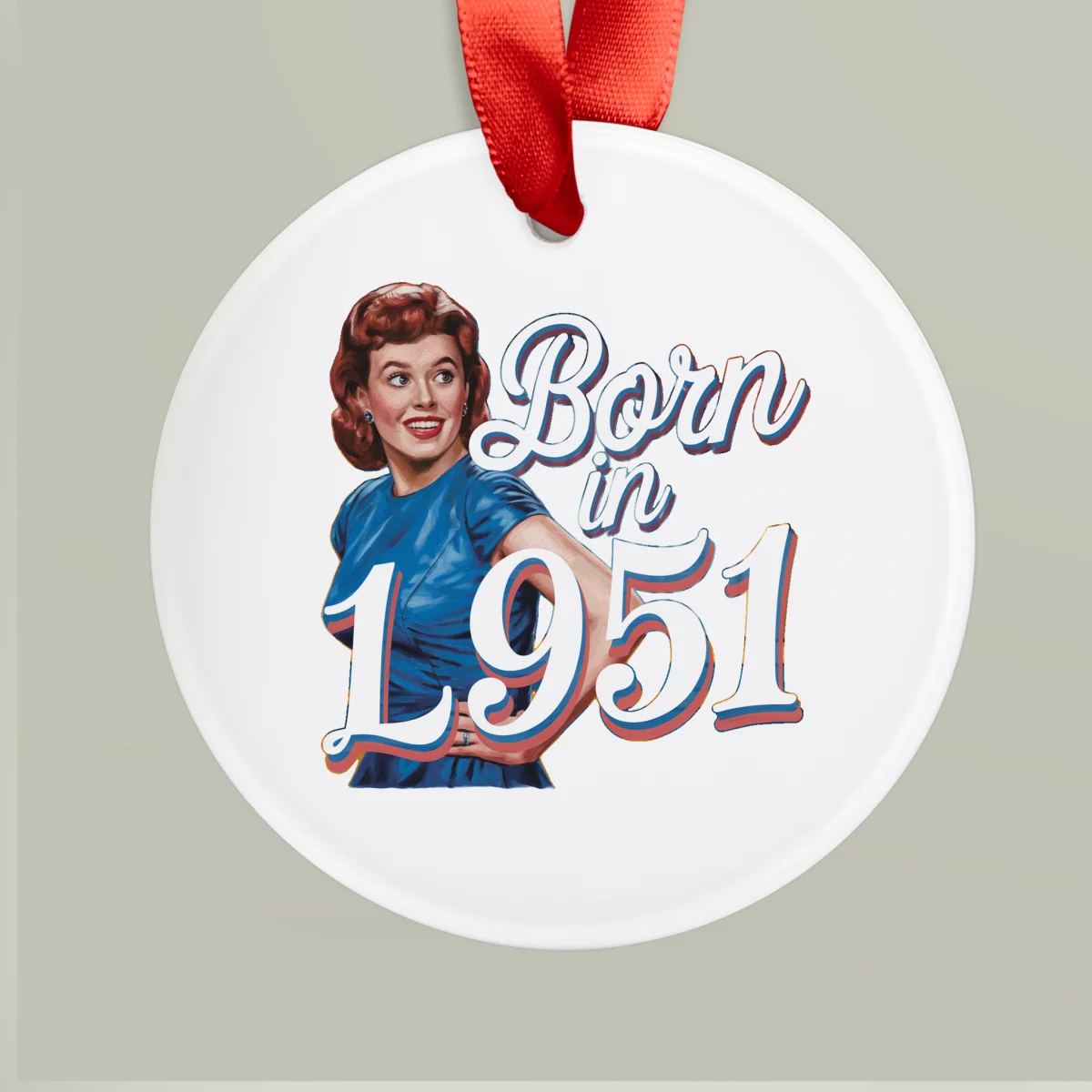 1951 Vintage Acrylic Ornament with Ribbon