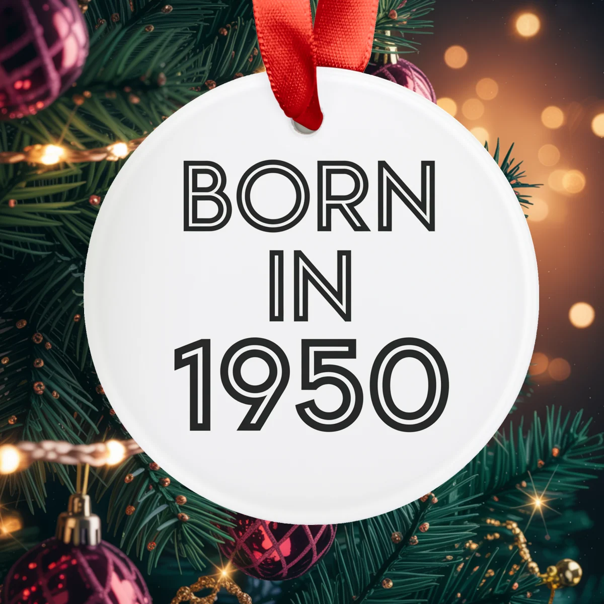 1950 Vintage Acrylic Ornament with Ribbon