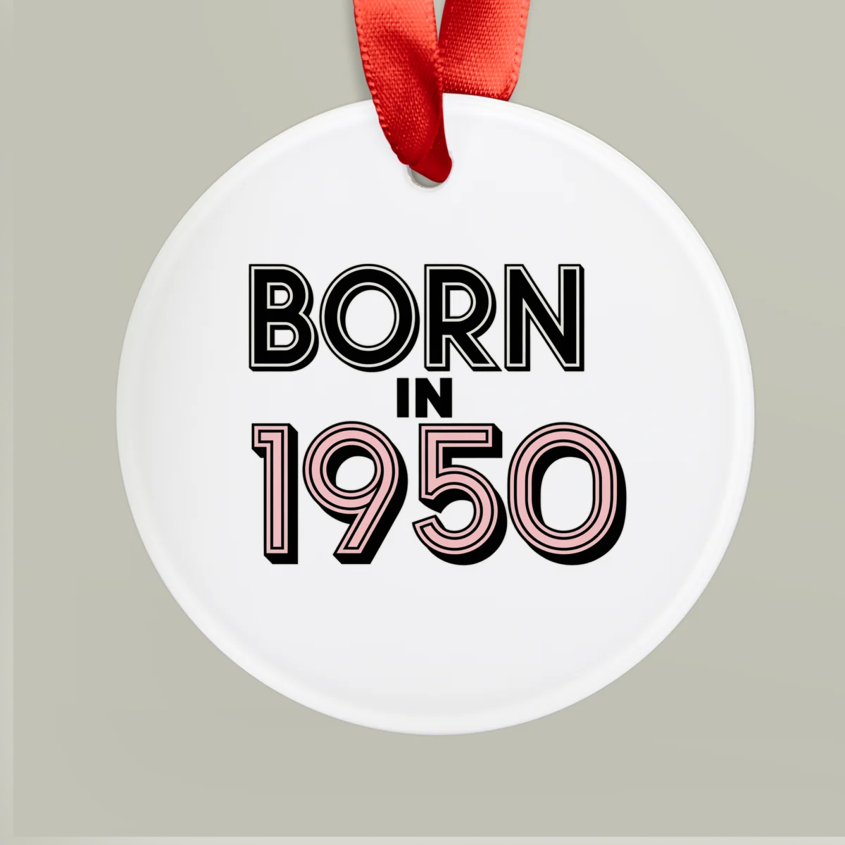 1950 Vintage Acrylic Ornament with Ribbon