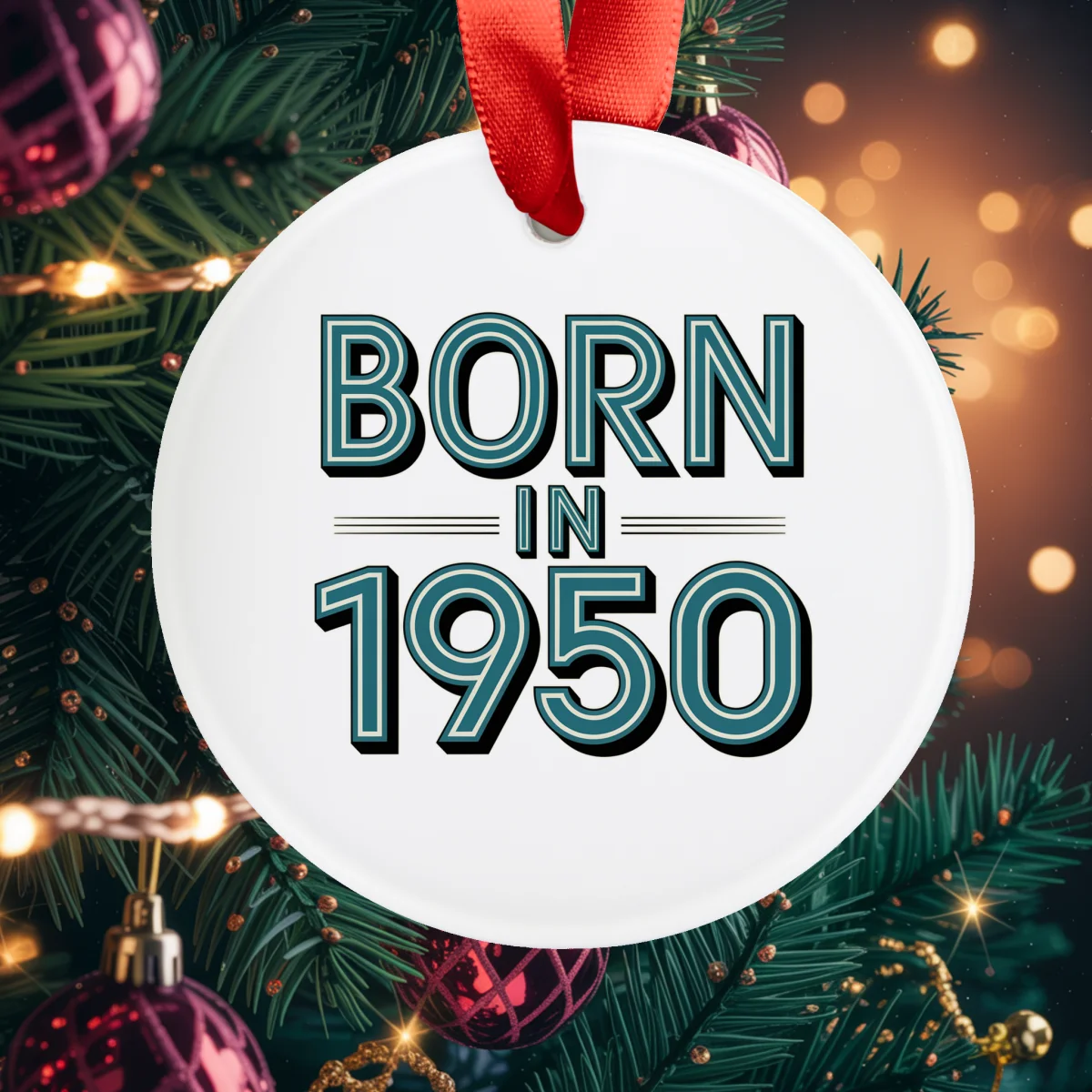 1950 Vintage Acrylic Ornament with Ribbon