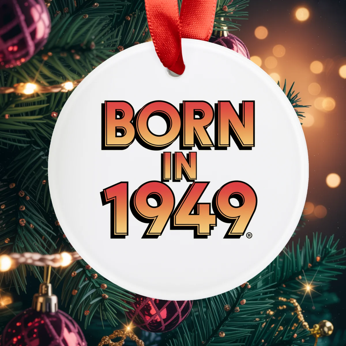 1949 Vintage Acrylic Ornament with Ribbon