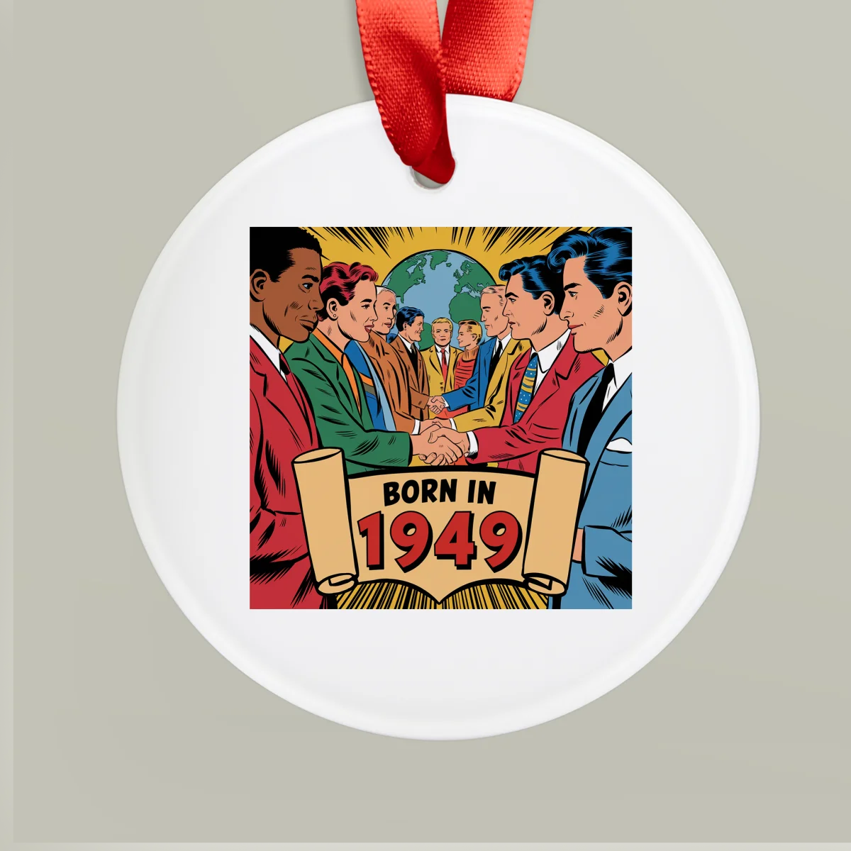 1949 Vintage Acrylic Ornament with Ribbon