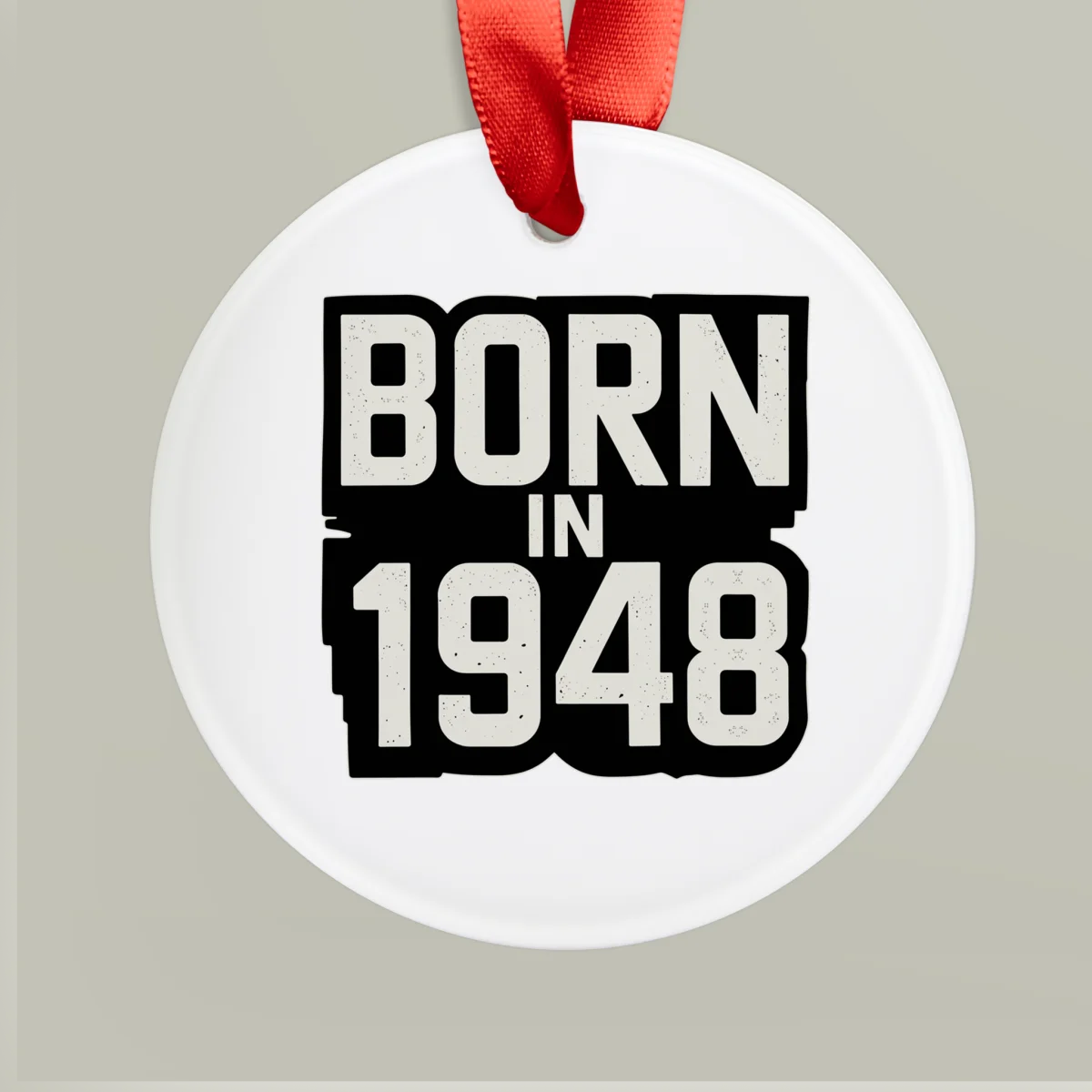 Born in 1948: Vintage Year Acrylic Ornament with Ribbon