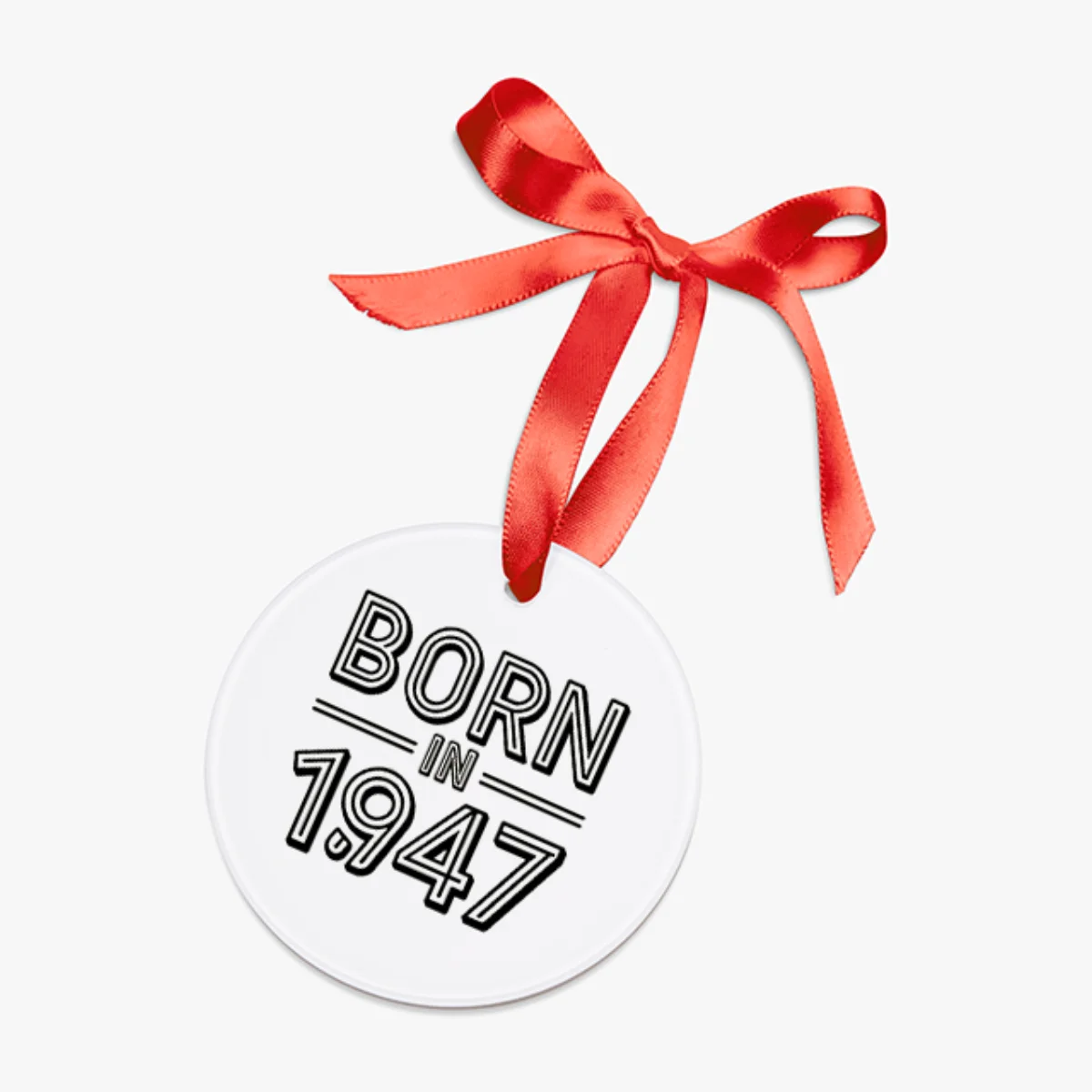 1947 Vintage Year Birthday Acrylic Ornament with Ribbon - Personalized Gift