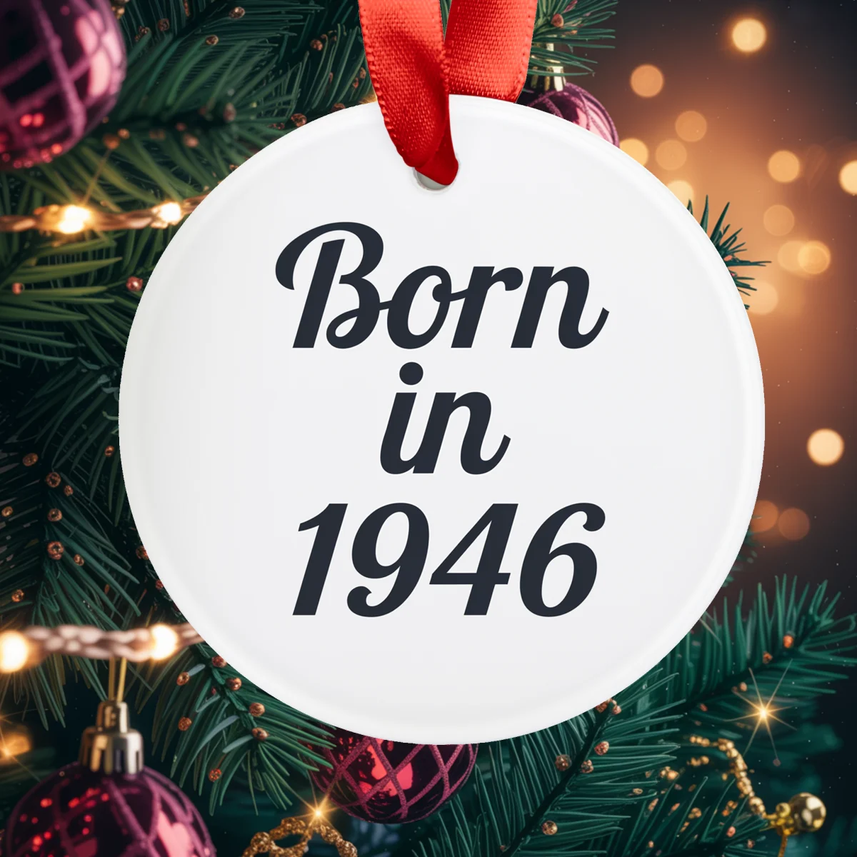 1946 Vintage Acrylic Ornament with Ribbon
