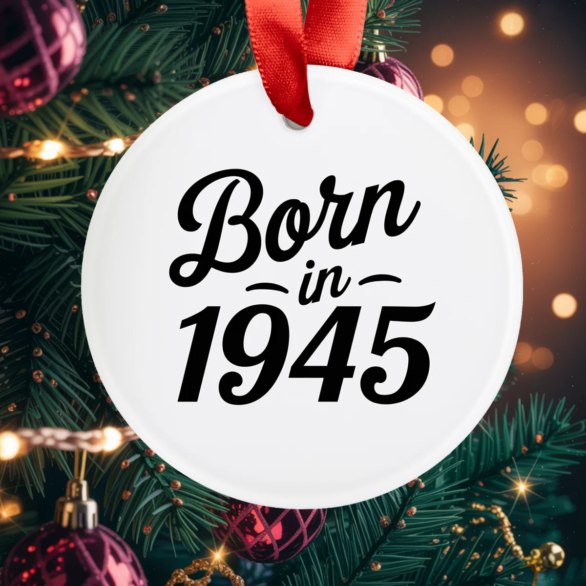 1945 Vintage Acrylic Ornament with Ribbon