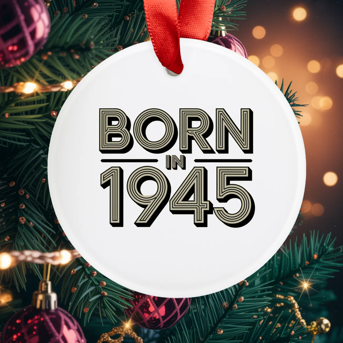 1945 Vintage Acrylic Ornament with Ribbon