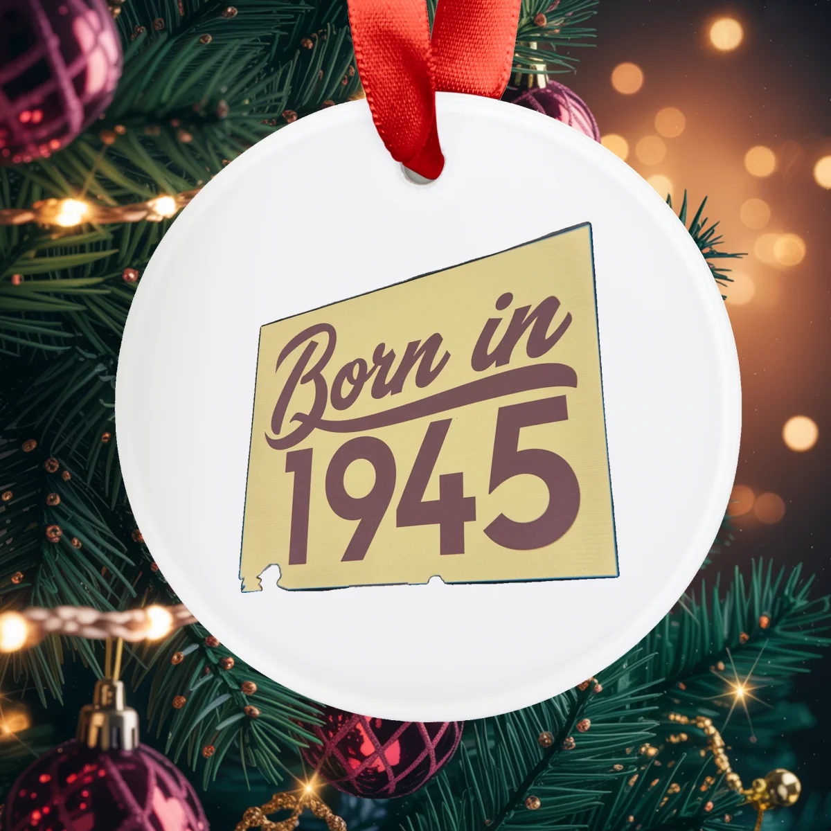 1945 Vintage Acrylic Ornament with Ribbon