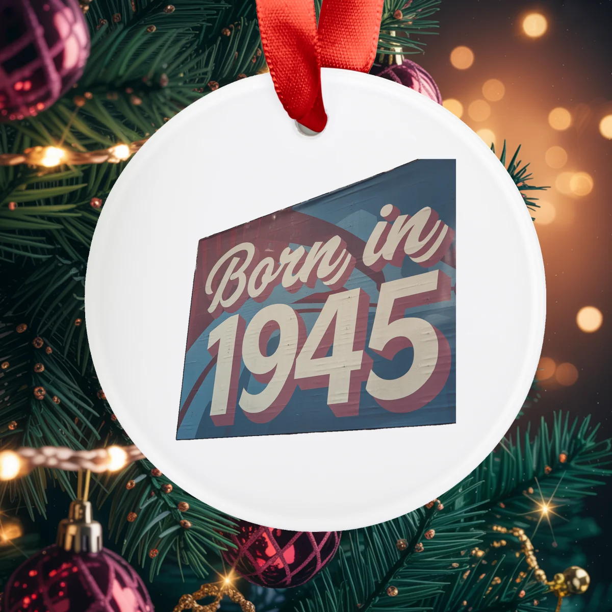 1945 Vintage Acrylic Ornament with Ribbon