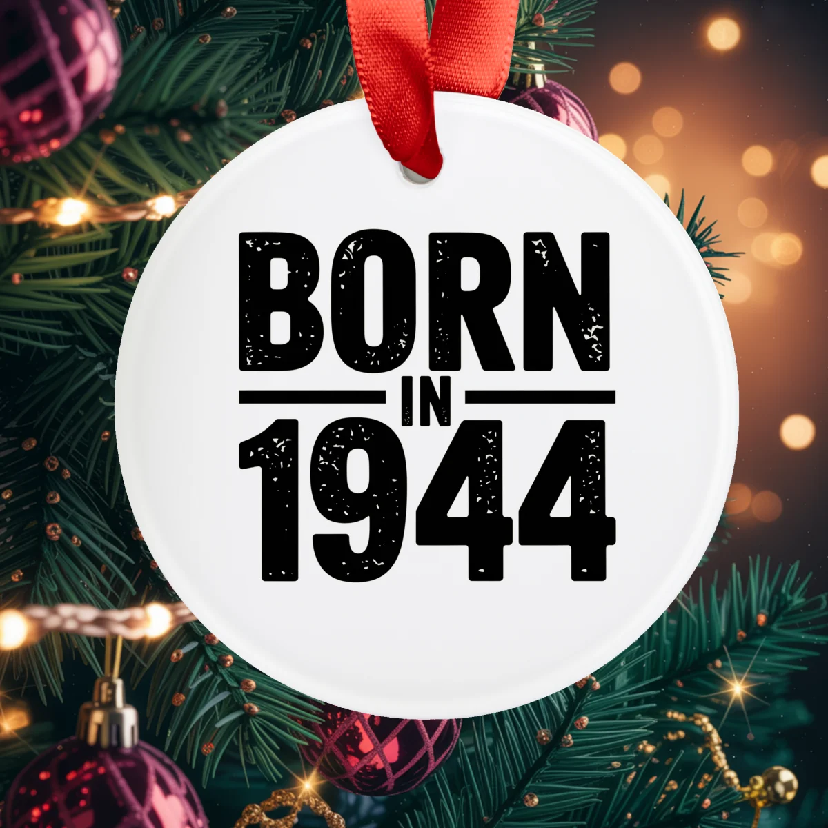 1944 Vintage Acrylic Ornament with Ribbon