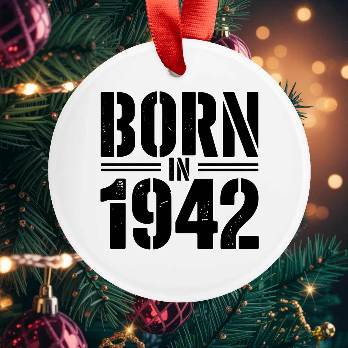 1942 Vintage Acrylic Ornament with Ribbon
