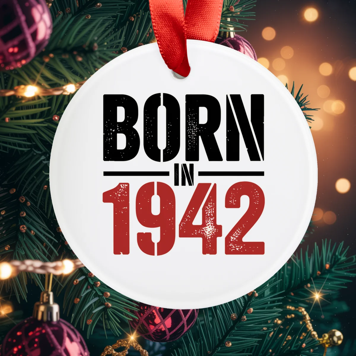 1942 Vintage Acrylic Ornament with Ribbon