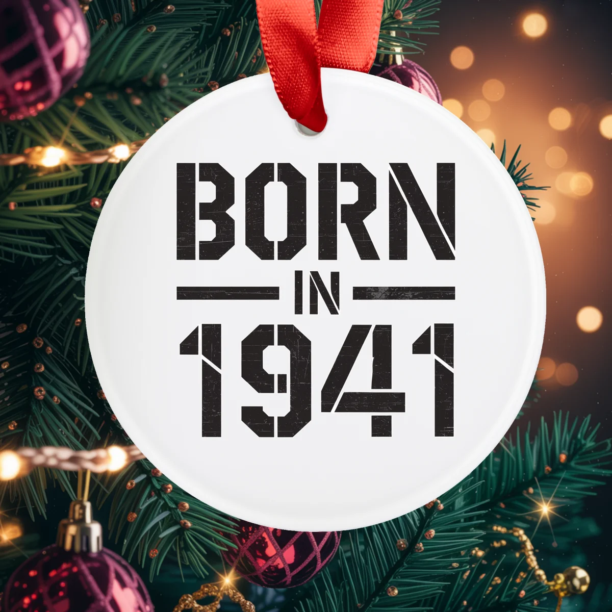 1941 Vintage Acrylic Ornament with Ribbon