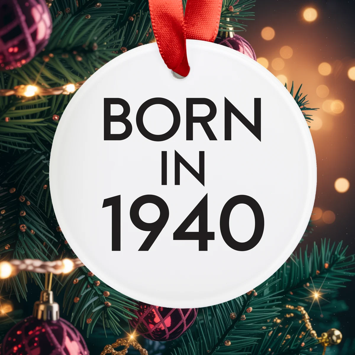 1940 Vintage Acrylic Ornament with Ribbon