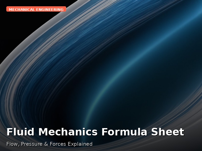 Fluid Mechanics Formula Sheet