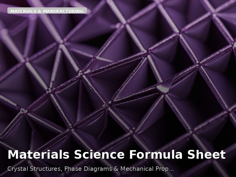 Materials Science Formula Sheet