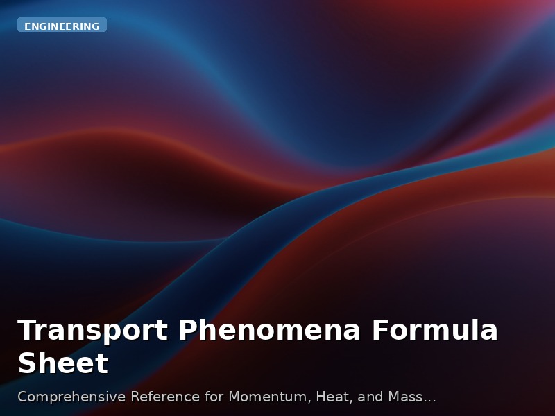 Transport Phenomena Formula Sheet