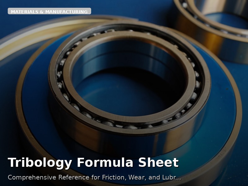 Tribology Formula Sheet